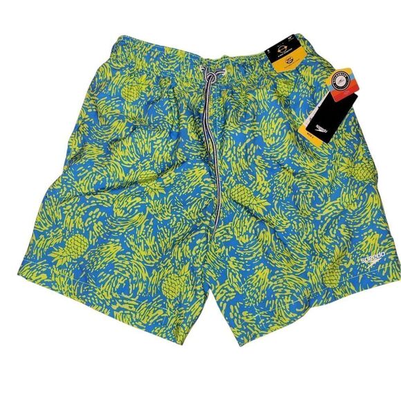Speedo Men's Pineapple Swim Shorts/Trunks Size Small Blue/Green UPF 50+ - Picture 1 of 8